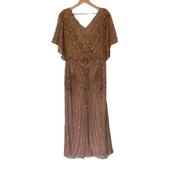 Christina Wu Beaded Rose Gold Size 16 Gown XL Dress Elegance 17943 - Picture 5 of 10
